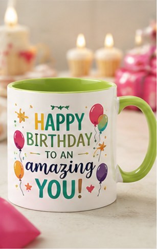 Amazing You birthday mug — light green